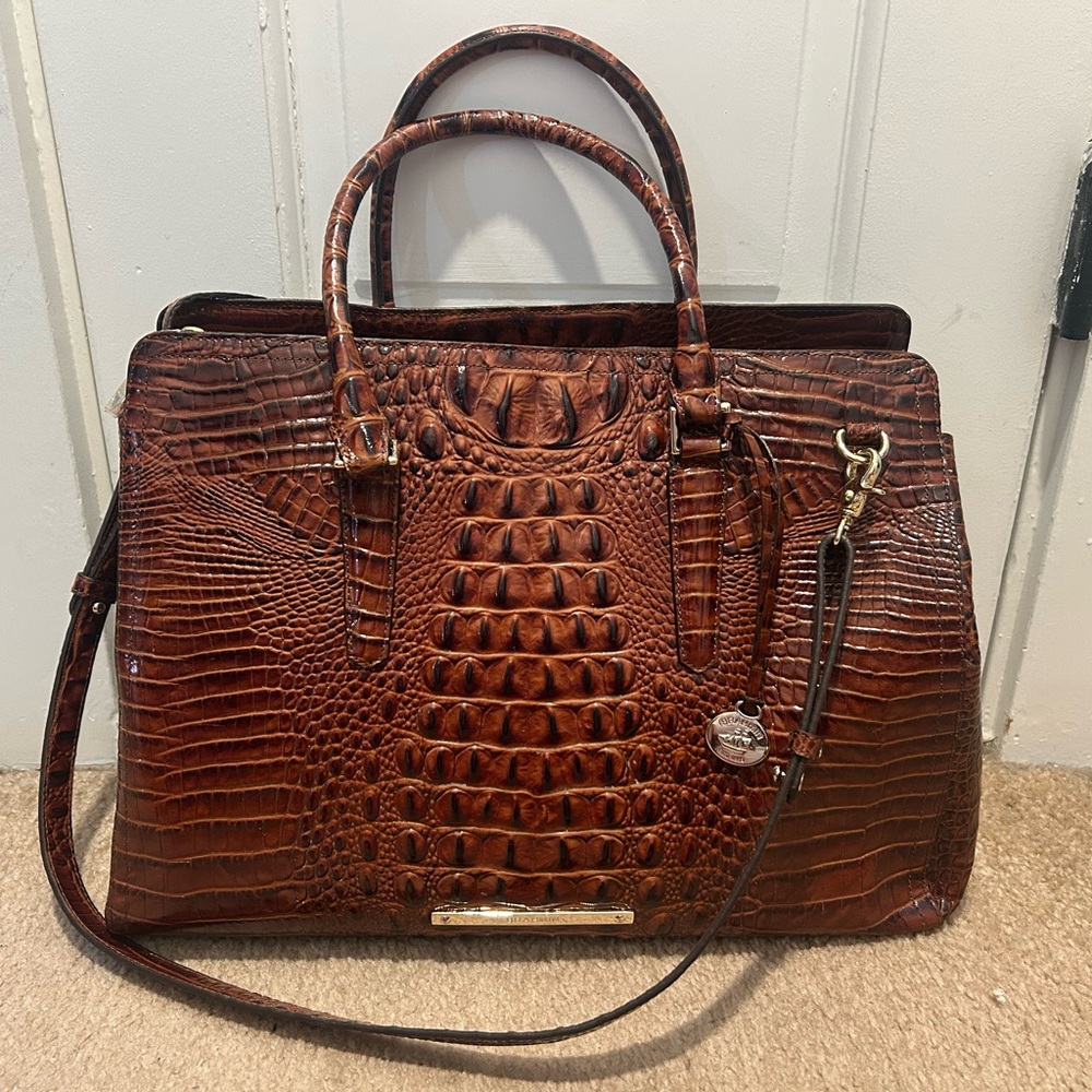 Brahmin Melbourne Collection Finley Carryall Satchel Bag in Pecan